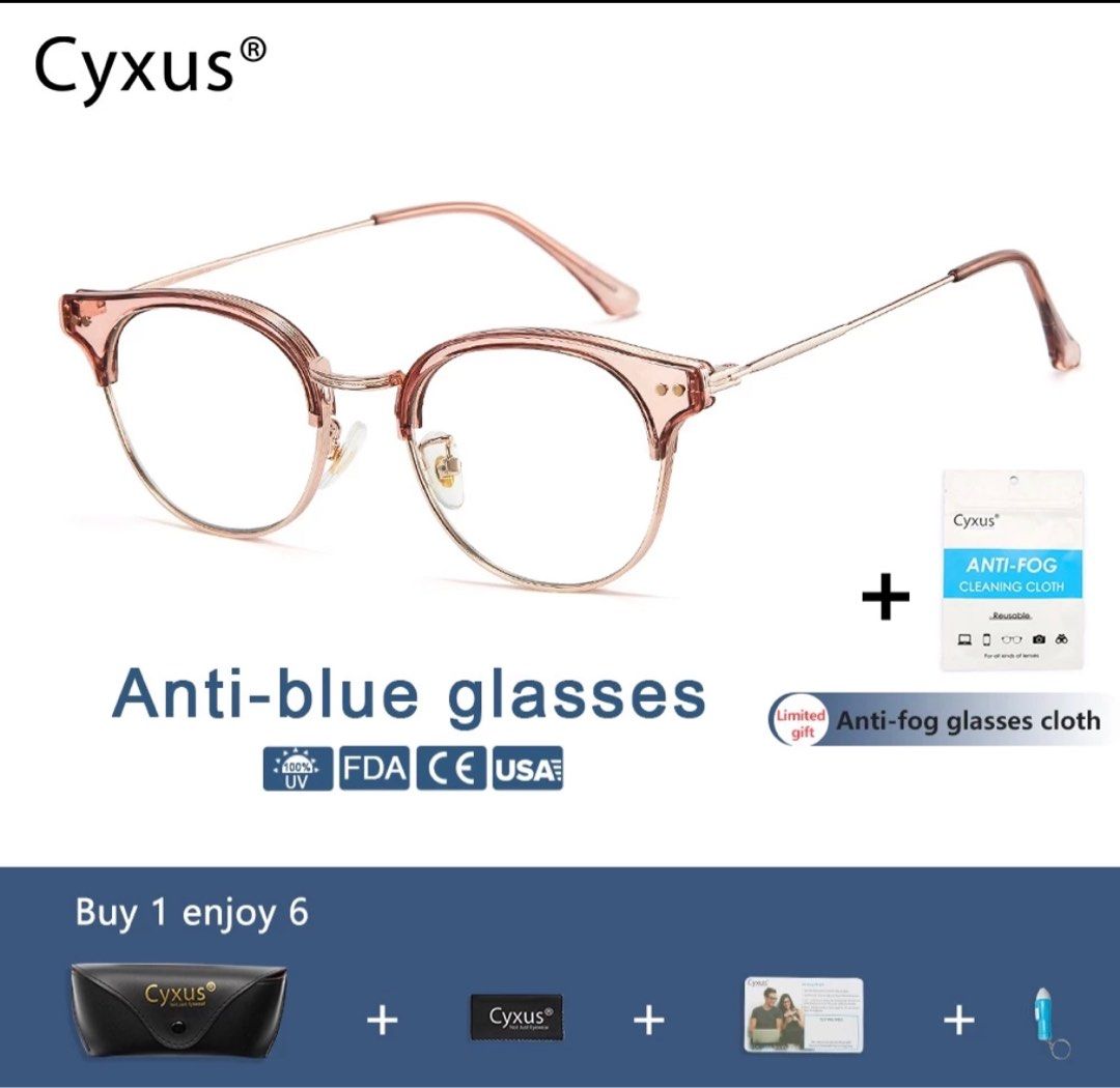 Eyeglasses Frame Cyxus Anti Blue Light (Category: Sunglasses & Eyewear) located in Cebu City. Submitted by belly.dego (Listing ID 1289937279, Image 2). Description: Eyeglasses Frame Anti Blue light lens Can change lens with grade with complete Testing kit Silver/ Clear frame When worn photos samples posted ctto Very flattering .