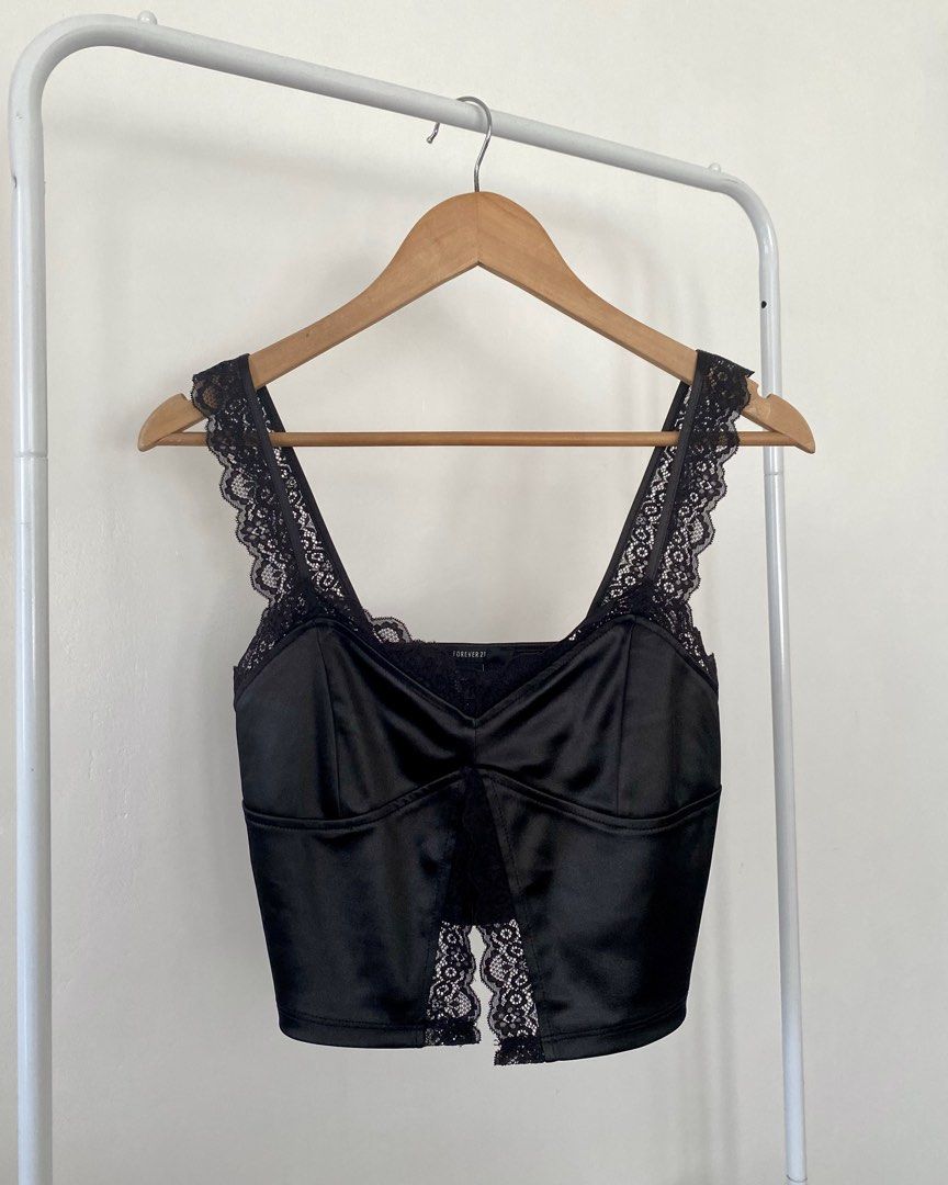 Forever 21 Black Lace Crop Top