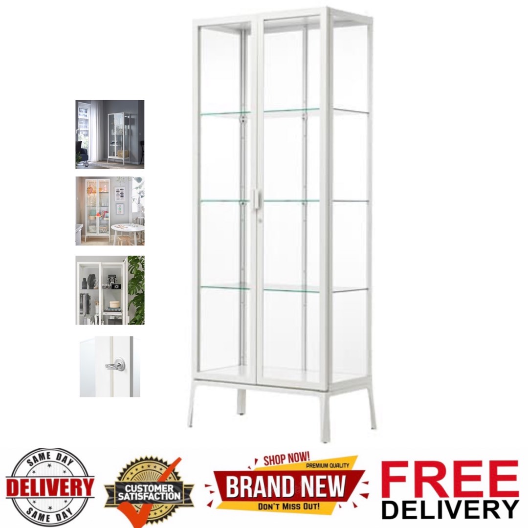 Free delivery brand new MILSBO Glass door cabinet White 73x175