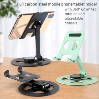 Full carbon steel matte surface 360° unlimited rotation mobile phone/tablet holder with ultra-stable chassis