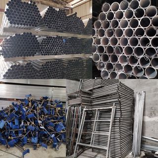 GI PIPES AND TUBULAR, SCAFFOLDING SET WITH INCLUSION, PLYWOOD