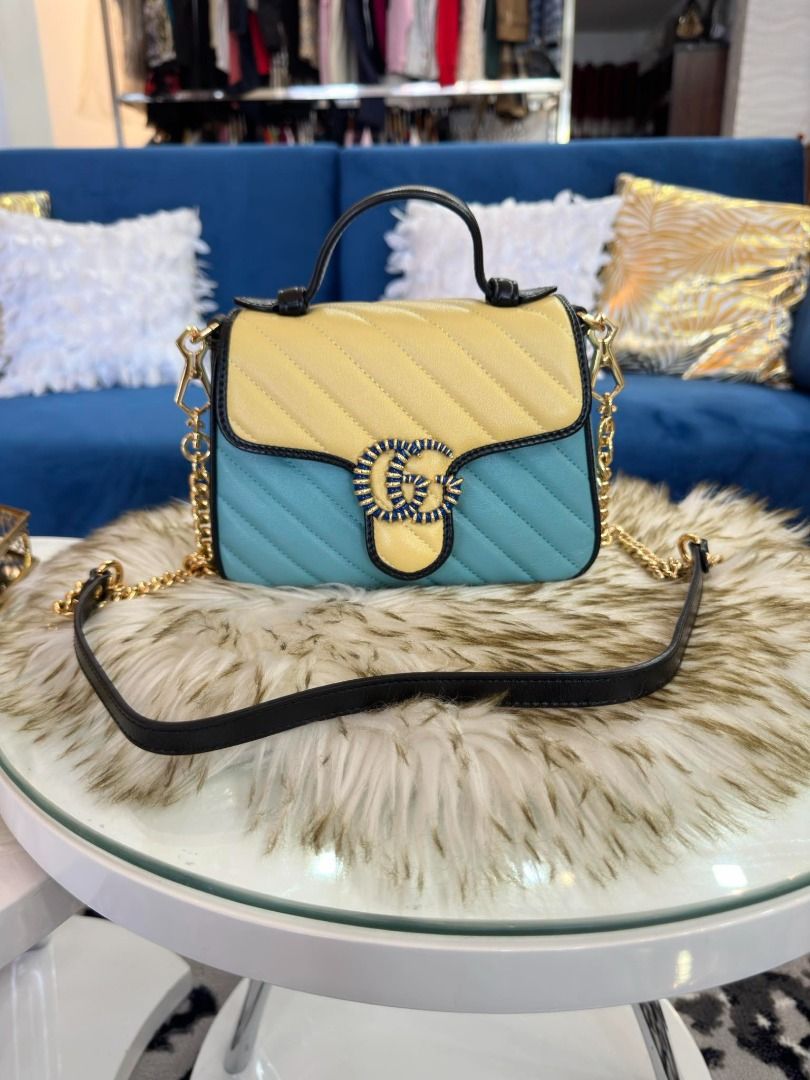 Gucci marmont blue bag hot sale