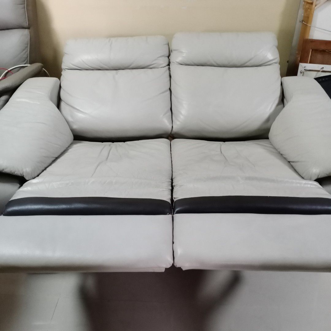 Half Leather Manual Recliner Sofa Can