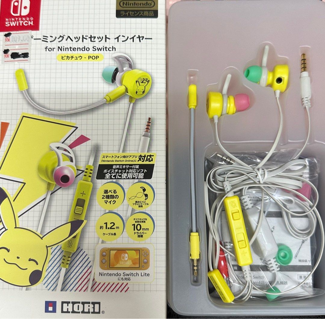 HORI NINTENDO SWITCH LITE GAMING EARBUDS PRO PIKACHU POP