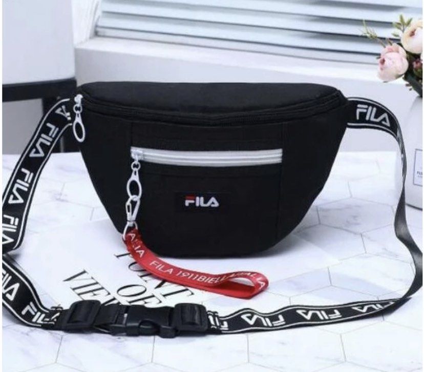 Korea FILA Shoulder Canvas Bag Pocket Waist Crossbody Bag Purse