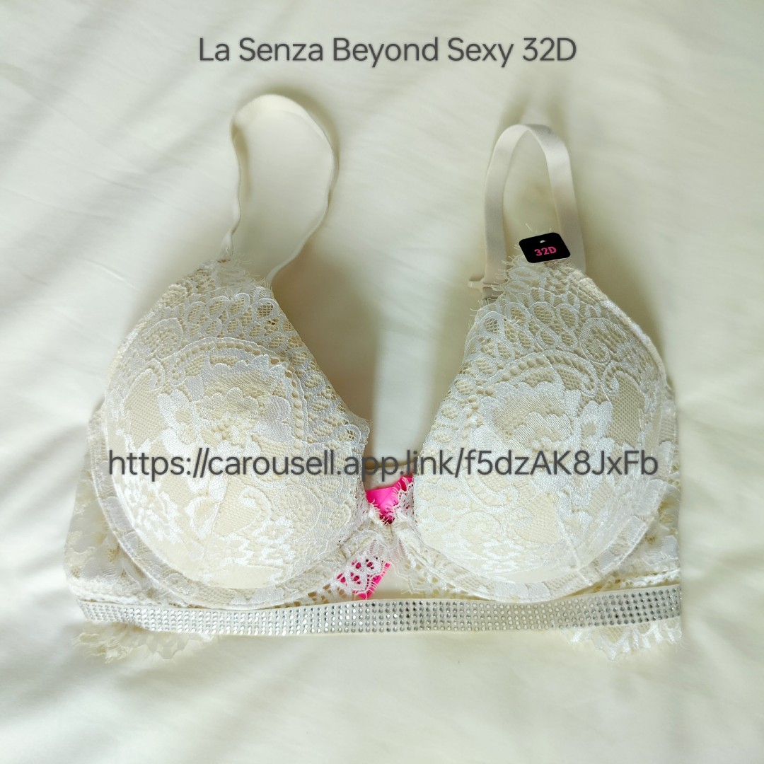 La Senza Bra Beyond Sexy White Lace Bling Jewel 32D, Women's Fashion, New  Undergarments & Loungewear on Carousell