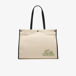 Lacoste Cream Canvas Tote Bag for Women
