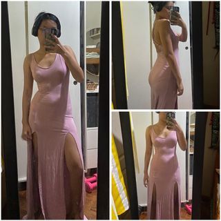 Lilac Maxi Dress with Double Slit Skims Insp Backless Cosplay