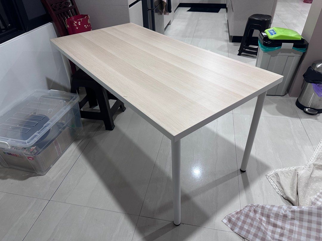LINNMON Table 150X75 cm WHI STAINED OAK EFFCT with ADILS LEG WHITE