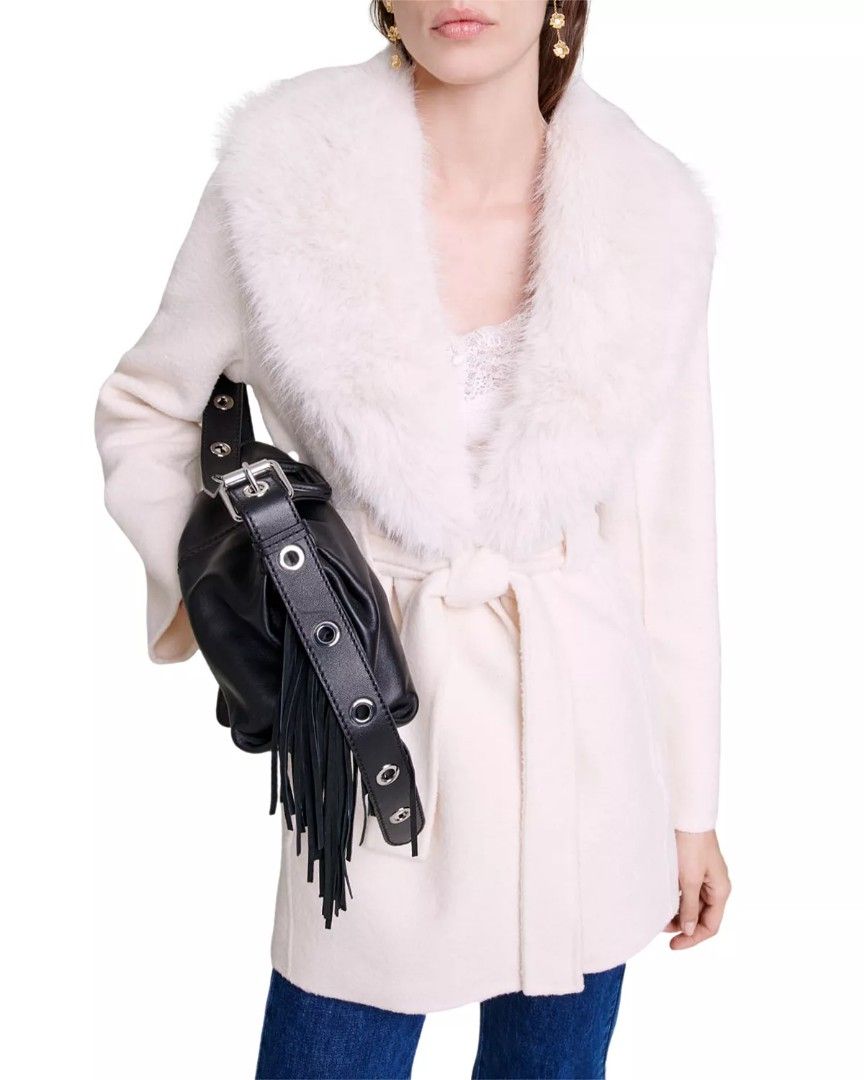 Maje Galaxyo Belted Short Wool Blend Coat Women s Fashion Coats Jackets and Outerwear on Carousell