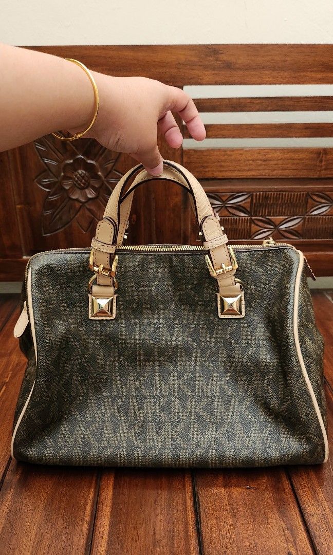 Mk grayson satchel brown store