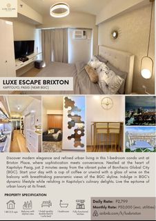 ✨New 1BR Luxe Escape staycation at Brixton Place near BGC