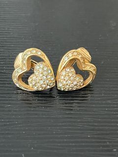 Original Vintage Christian Dior Heart Clip On Earrings