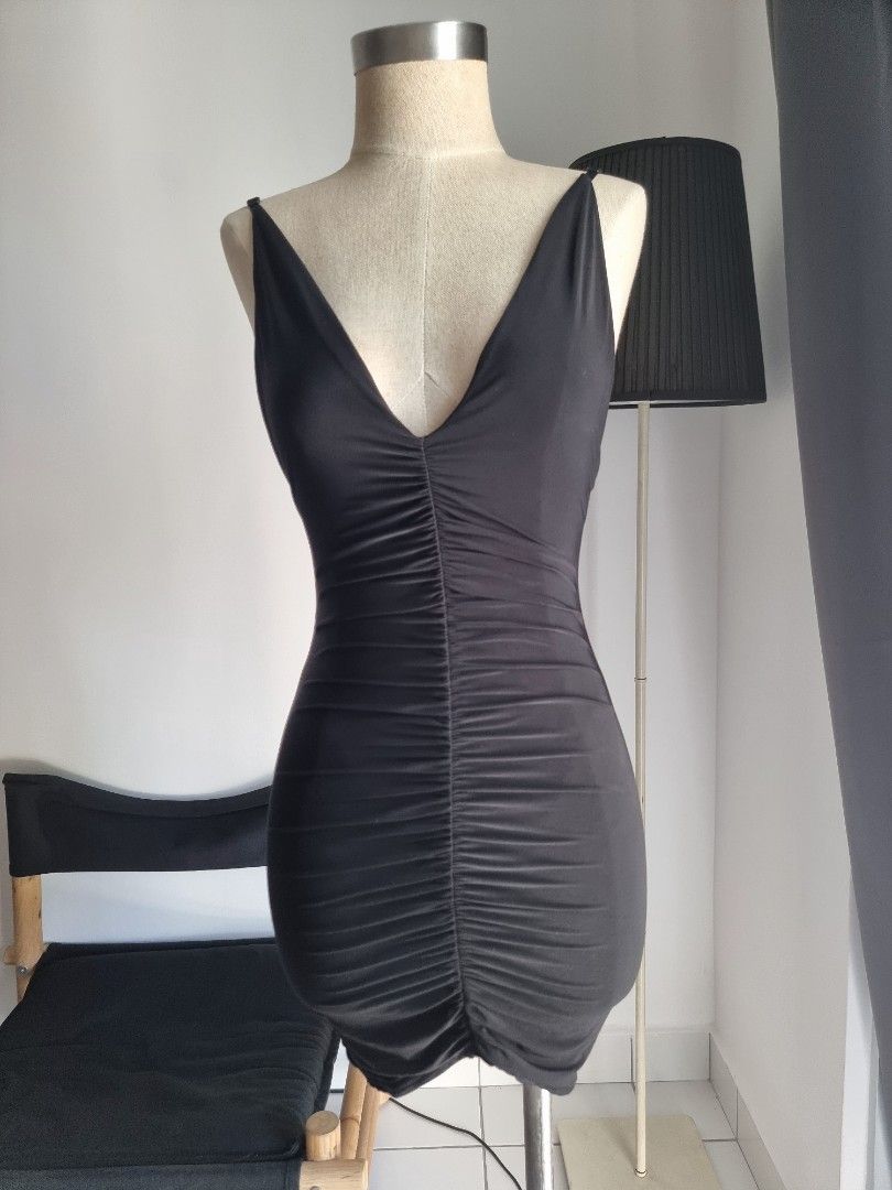 Plt black ruched dress top