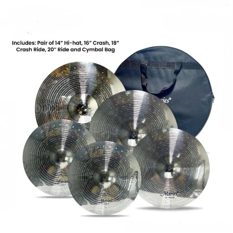 Silver Cymbal Set (Category: Musical Instruments) located in Manila. Submitted by ariesmediamusicsports (Listing ID 1290065132, Image 1). Description: Includes: - Pair of 14" Hi-hat - 16" Crash - 18" Crash Ride - 20" Ride With Cymbal Bag.