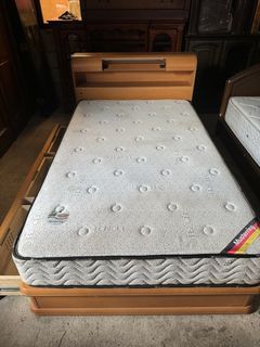 Solid wood double bed frame with 9” thick matress