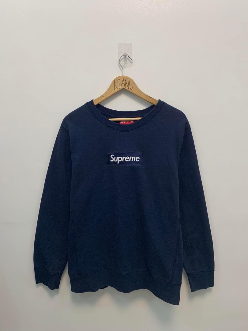 Supreme fw 18 navy bogo crewneck Men s Fashion Coats Jackets