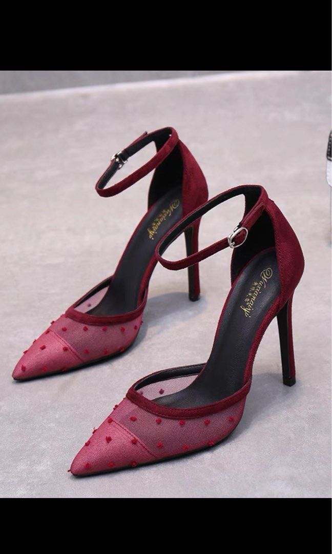 Taobao Maroon Red Heels Women s Fashion Footwear Heels on Carousell