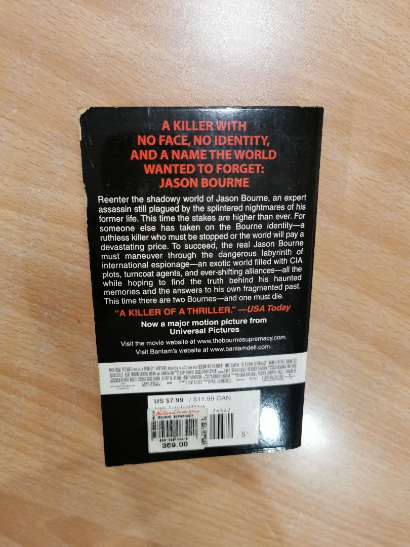 The Bourne Supermacy by Robert Ludlum (Category: Storybooks) located in Manila. Submitted by ryanf888 (Listing ID 1289995816, Image 3). Description: Pre-loved book. A good read!.