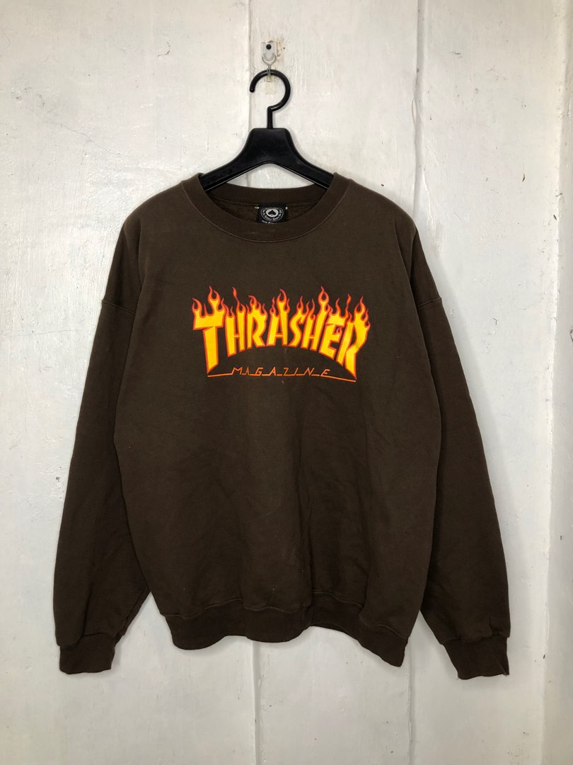 Thrasher Magazine Choco Brown Crewneck Men s Fashion Coats