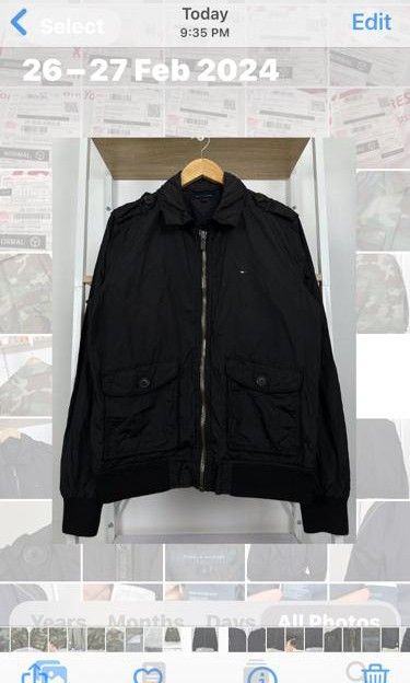 Tommy Hilfiger Coated Bomber Military Jacket Pit 21.5 Men s