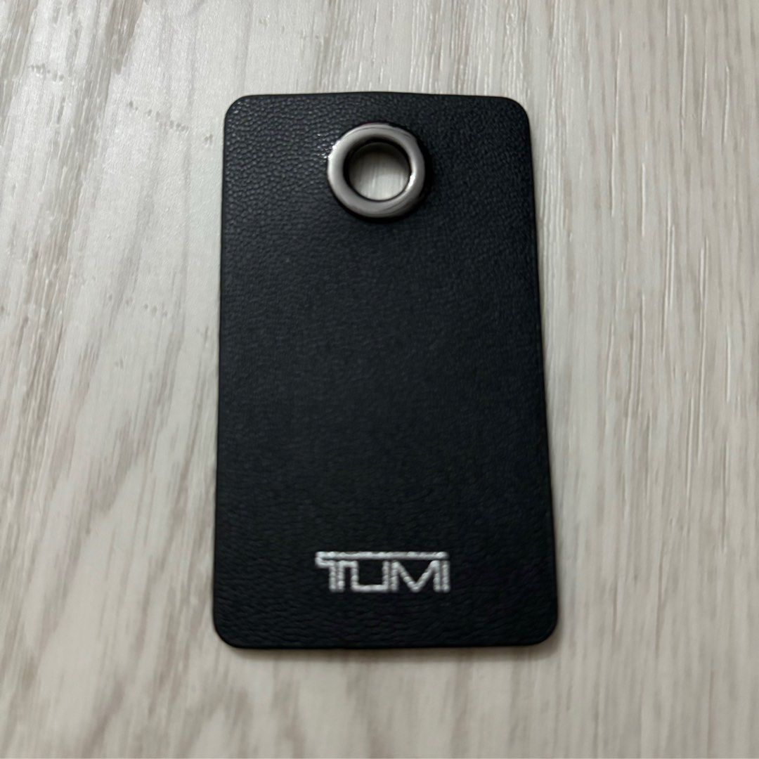 Tumi Key Ring with Initial Calfskin Black Leather Matte Black with Silver Logo Hobbies Toys Travel Travel Essentials Accessories on Carousell