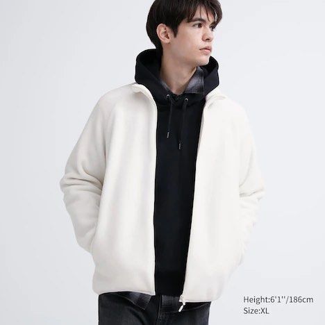 Uniqlo white fleece jacket new arrivals