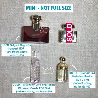 (USED, PER PIECE) Mini Perfume (no box) - Bvlgari, Givenchy, Geurlain