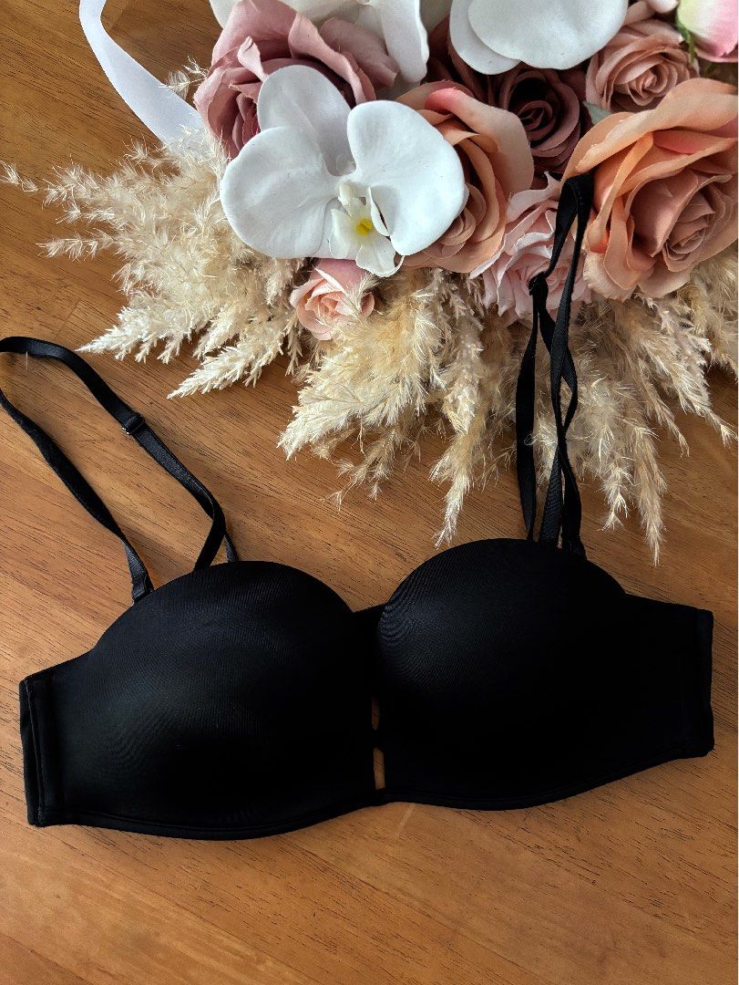 Victoria's Secret PINK Wear Everywhere Push-Up Strapless Bra Black 32DD