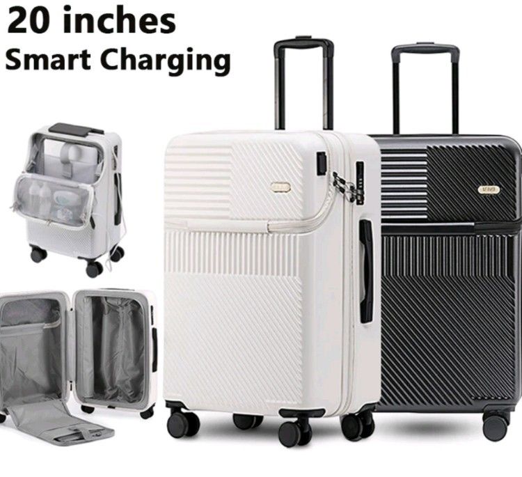White Unused Handcarry Luggage With Gadget Compartment 360deg Wheels Hardcase With Security Lock Rubber Wheels Silent Hobbies Toys Travel Luggage on Carousell
