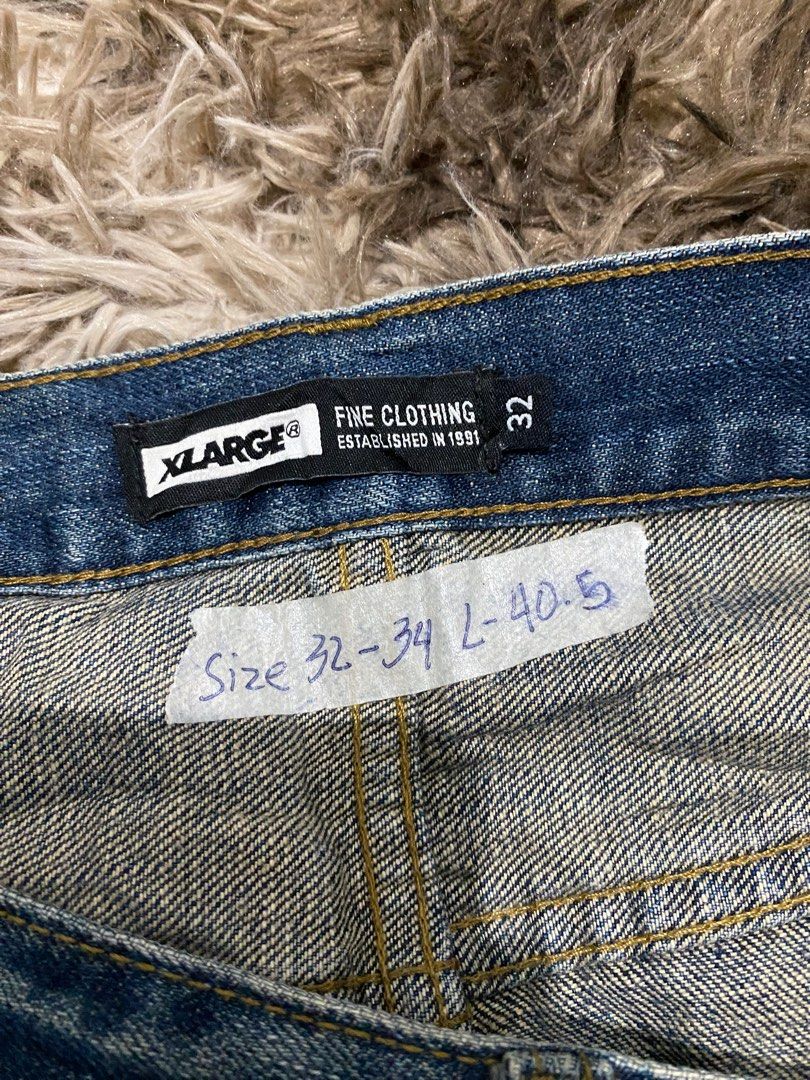 Xlarge Spellout Denim Pants (Category: Jeans) located in Mexico. Submitted by iseemiyakee. (Listing ID 1289958347, Image 2). Description: Size 32-34 Length 40.5 Issue Slightly crackprint .