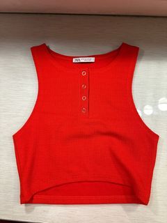 Zara Red sleeveless halter  Crop top