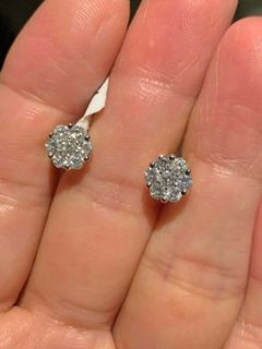 1.50ct round cut vvs1D Diamond push back women stud earrings 14k whitegold