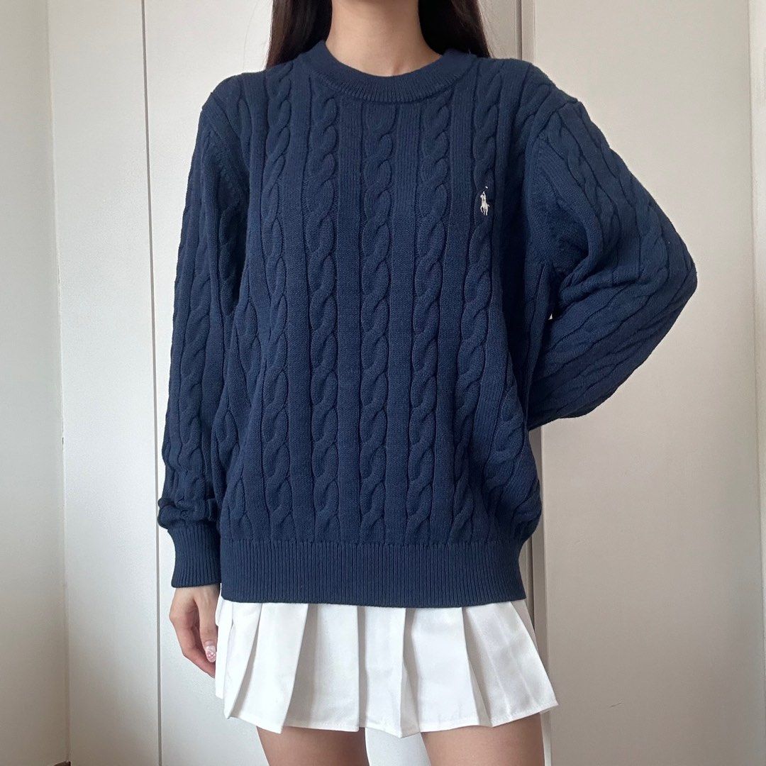 2 colors polo ralph lauren oversized knit sweater navy blue