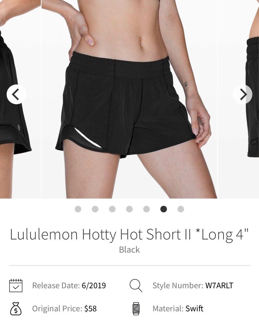 4] Lululemon Hotty Hot Short II *Long 4 Black, Women's Fashion