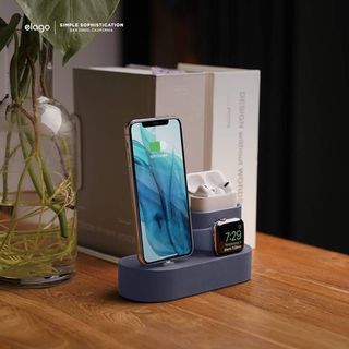 🇰🇷 elago 3 in 1 Charging Station for Apple Products, Designed for Apple AirPods 3 & AirPods Pro, iPhone, All Apple Watch Series  (Lavender Grey)