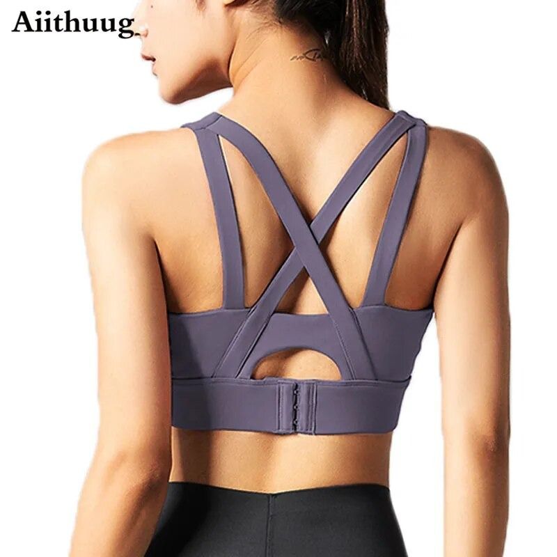 Aiithuug Front Zipper Closure Sports Bras for Running Yoga Workout