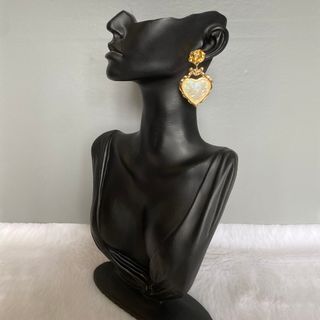 Anthropologie Vintage Gold Tone Heart Earrings