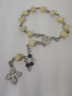 Antique elephant ivory beads & Sterling Silver 925 pocket rosary