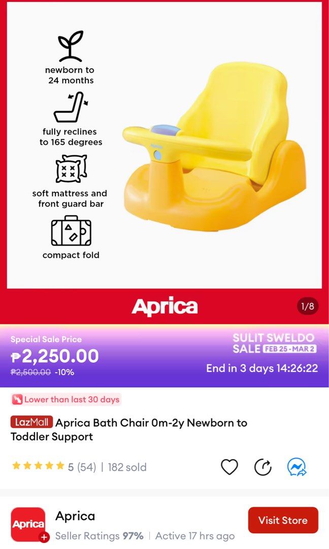 Aprica Bath Seat (Category: Bathtub & Bath Accessories) located in Paranaque City. Submitted by rymss (Listing ID 1290108512, Image 3). Description: .
