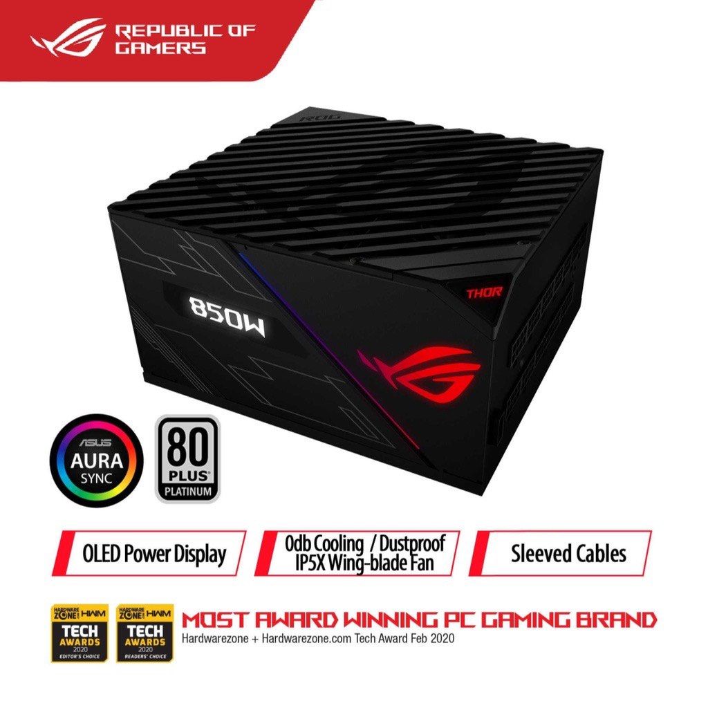 ASUS ROG THOR 850W PLATINUM GAMING POWER SUPPLY, Computers & Tech ...