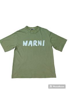 AUTHENTIC MARNI Khaki Logo Print T-shirt Military Green (very Rare color)