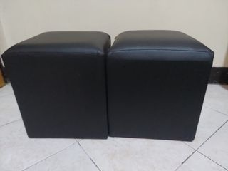 Black Leather Finish stool Chair (Uratex Foam)