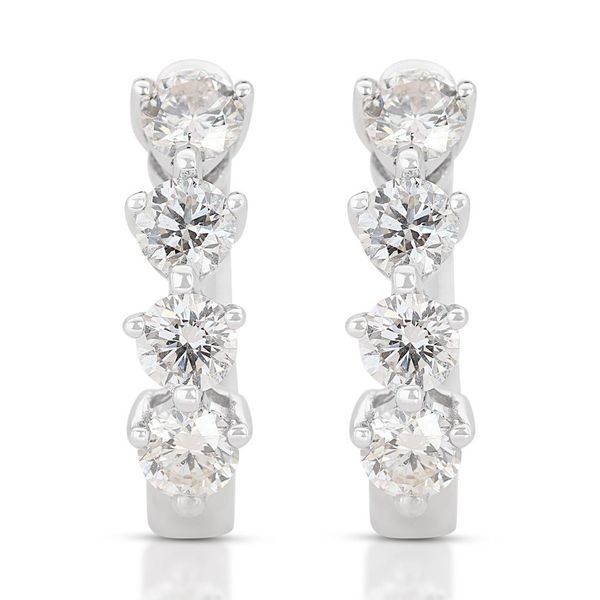 White gold diamond hoop earrings outlet