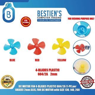 DC MOTOR FAN 4-BLADES PLASTIC 604/2A (1-PC per ORDER) 2mm AXIS, FOR DC MOTOR with SIZE 130, 140, 260