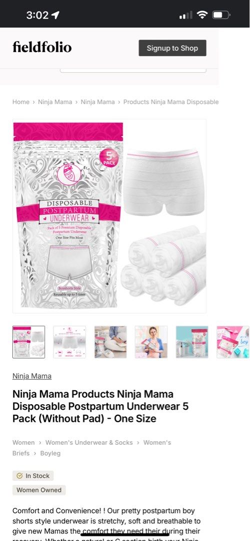 New Ninja Mama Disposable Postpartum Underwear 5 Count Each