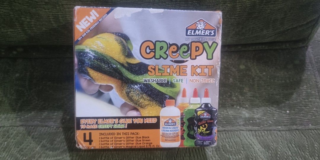 ELMER'S CREEPY SLIME KIT (Category: Educational & Learning Toys) located in Taguig. Submitted by rarestore_ph (Listing ID 1290135166, Image 2). Description: FOR SALE! NO MORE LP. What you see is what you get. as is. Brand new complete with box. Rfs: Sobra sa nabiling slime. Napadami ang bili. Location: Taguig City Shipping: J&T or Lalamove, Grab ( shoulder ni buyer) Mode of Payment: Gcash.