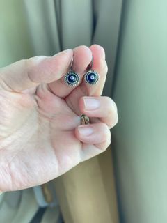 Evil eye milefiori lampwork bead earrings