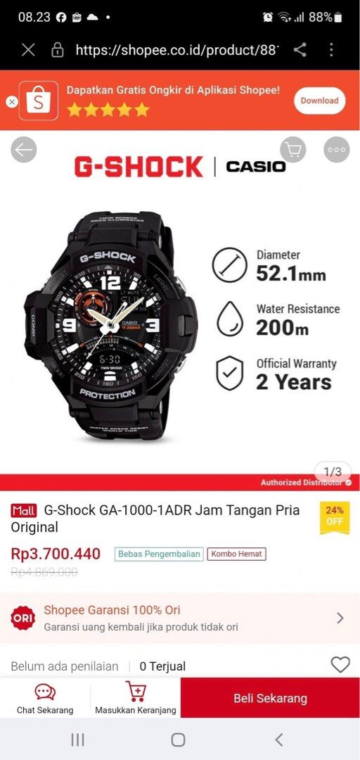 G shock GA 1000 1 Adr authen Fesyen Pria Jam Tangan di Carousell