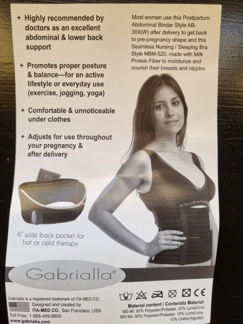 Gabrialla Deluxe Medium Support Pregnancy Belly Band for Women, Back &  Abdominal Brace, MS-96(I) S